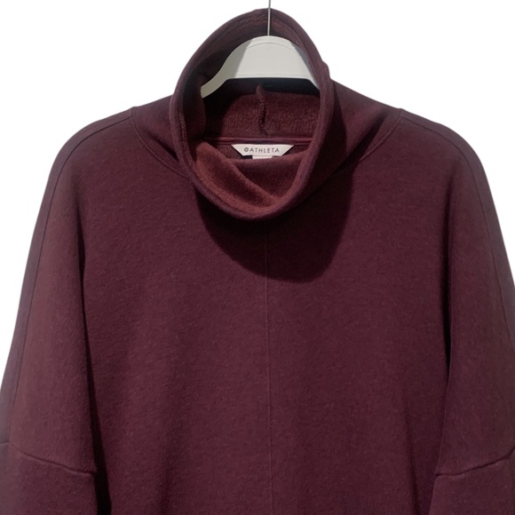 Athleta Cozy Karma Funnel Neck Sweatshirt Burgundy Oversized Pullover Large L - Picture 5 of 8